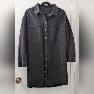 Kiabi Black Denim Button-Up Dress L-Xl